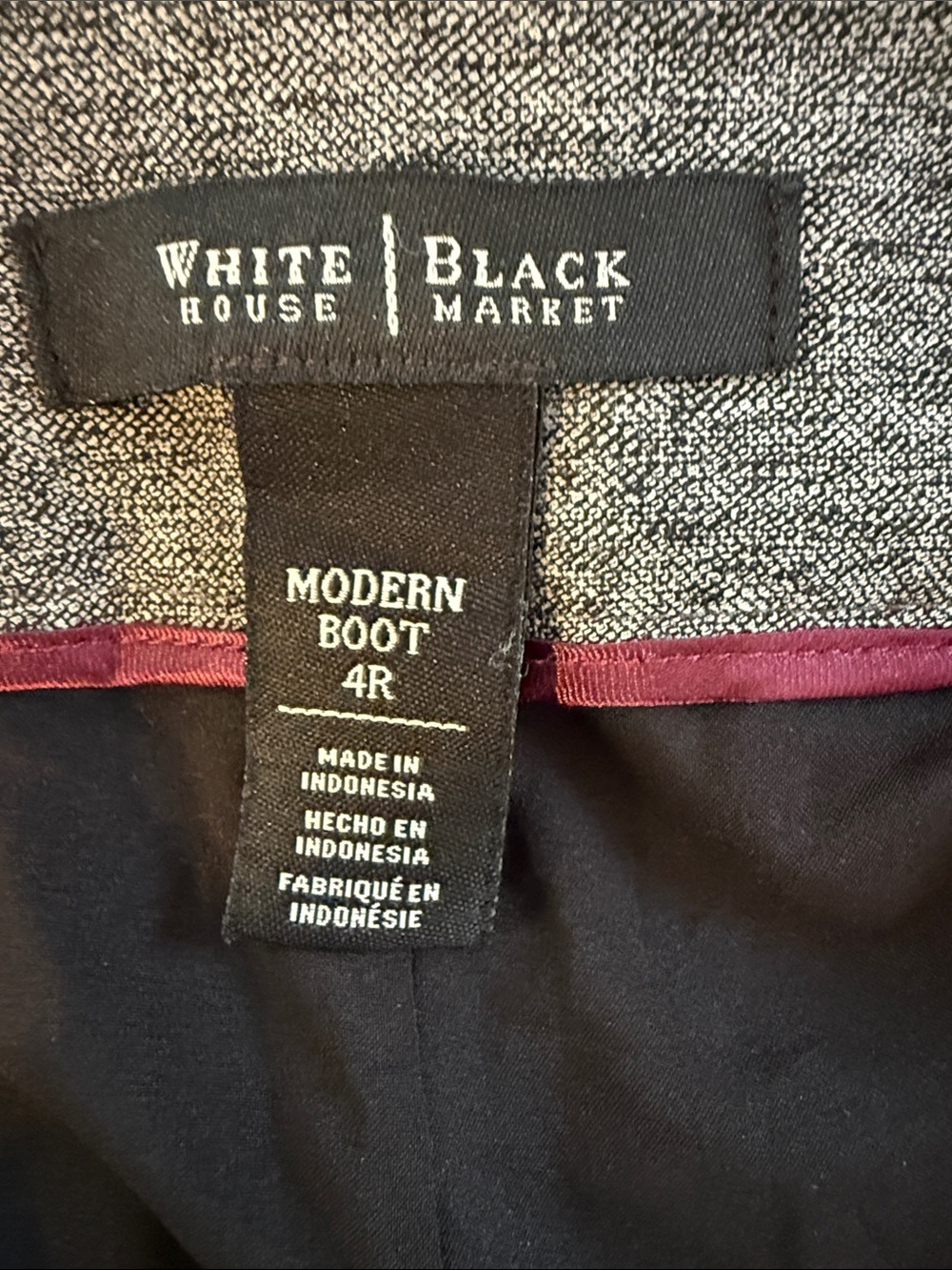White House Black Market Black Boot with Burgundy Trim
